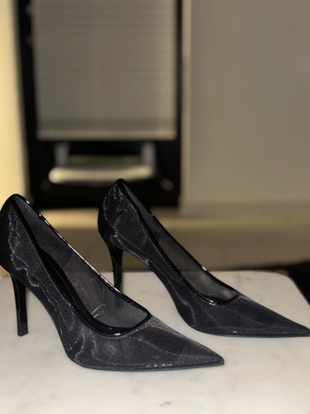 Zara Black Pointed Toe Mesh Stiletto Pumps #zara #pumps #mesh